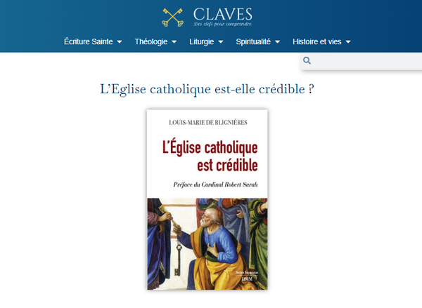 Recension de "L’Église catholique est crédible" sur Claves.org